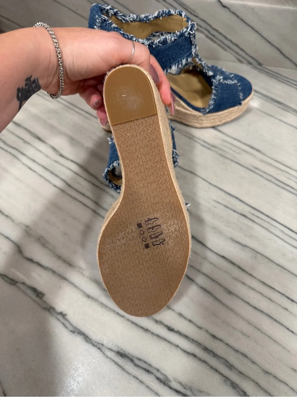 Michael Kors denim heeled wedges 8